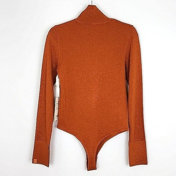 Athleta x Alicia Keys Women's Bodysuit Merino Wool Burnt Orange Gold Speck Sz M - Picture 2 of 15